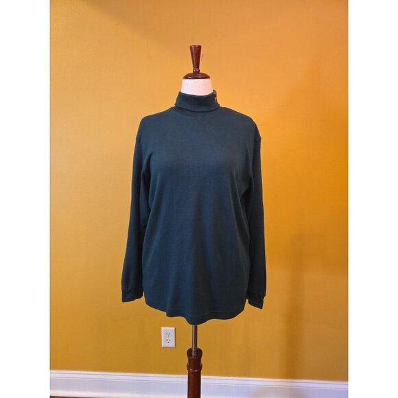 Bobbie Brooks Turtleneck Top Dark Green Long Sleeve XL Christmas Reindeer Teache - Picture 3 of 10